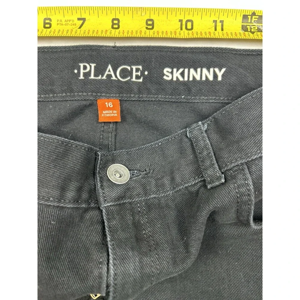 THE CHILDREN'S PLACE Boys Black Skinny Jeans Size 16 - Excellent Pre-Loved